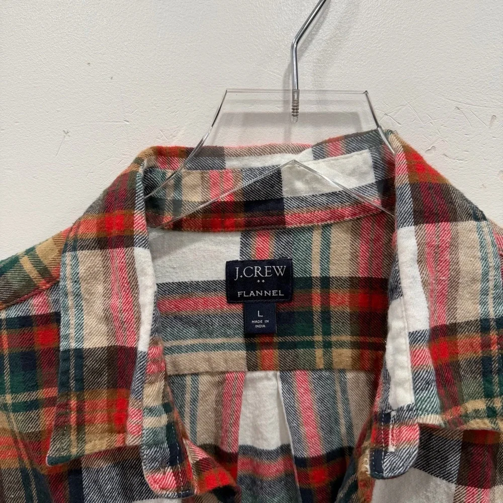 J. Crew Regular Fit Flannel Shirt Long Sleeve Large Plaid Cotton